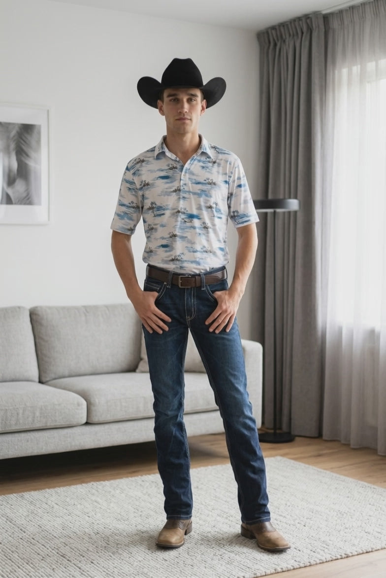 JORBEL J2 Premium Western Bootcut Jeans – Dark Blue Faded